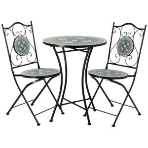 Mesa e 2 cadeiras metal 60x60x75h cm, 38x46x90h cm
