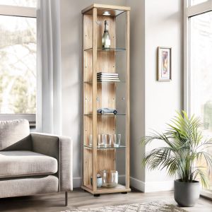 K-möbel vitrine faia 176x37x33 cm 4 prateleiras de vidro reguláveis, LED