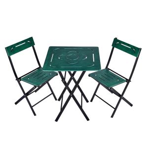 Wellhome 3p conjunto de mesa e cadeiras de jardim verde 60x73x60 cm