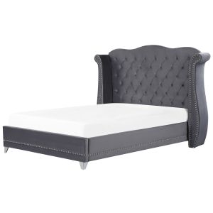 Cama veludo ayette 180 x 200 cm cinzento