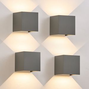 Nettlife aplique parede LED cinza 10x10 (4er-set)