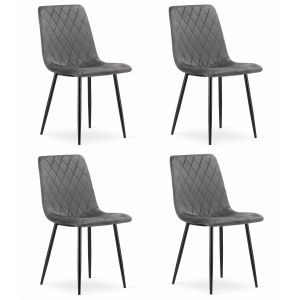 Valora cadeiras turin veludo cinza escuro ergonômicas x4