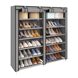 Armário para sapatos em tecido com portas nyana home 110x120x30 cm cinza