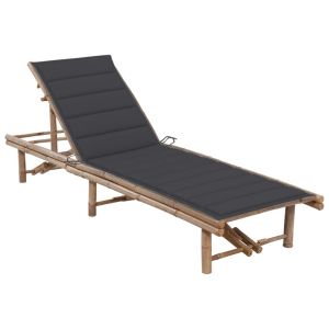vidaXL tumbona de jardín con cojín bambú