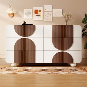 Cômoda 6 gavetas curvas branco 71x121x41cm