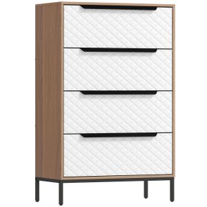 Cómoda com 4 gaveta tecido não tecido, aço e mdf color marrón