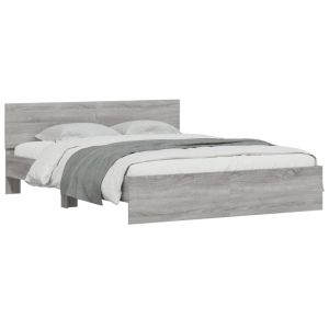vidaXL estructura de cama con cabecero gris sonoma 140x200 cm