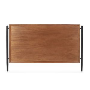 Cabeceira 160x6x110 em madeira marrom, preta e metal preto