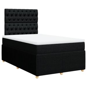 vidaXL cama box spring con colchón tela negro 120x200 cm