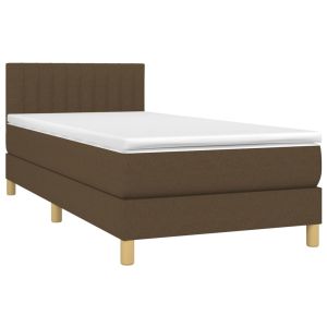 vidaXL cama box spring con colchón tela marrón oscuro 80x200 cm