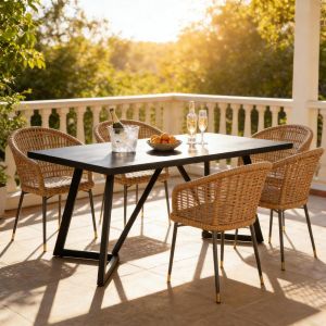 Mesa de jantar retangular em mdf preto 75x180x80cm