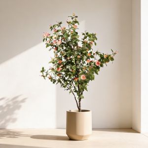 Planta artificial rosal verde e rosa 160 cm - naturing monde