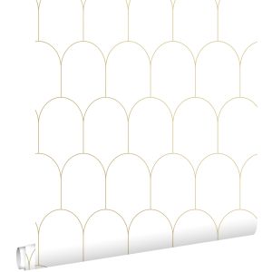 Estahome papel de parede motivo art deco brancoedourado 53 cm x 10.05 m