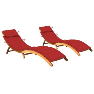 vidaXL tumbonas 2 unidades con cojines madera maciza de acacia