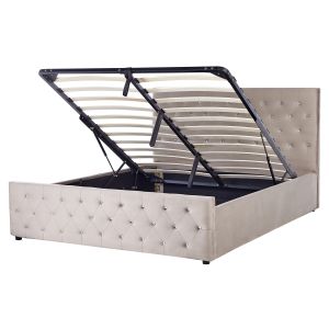 Sommier com arrumação amiens veludo taupe 160 x 200 cm