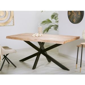 Mesa de jantar em acácia/metal, 180x90x78 cm.