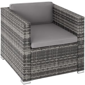 Poltrona de rattan com almofada e carga de 120 kg, 70x69x65 cm, cinzento