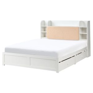 Cama com gavetas de arrumação bizou branco 160 x 200 cm