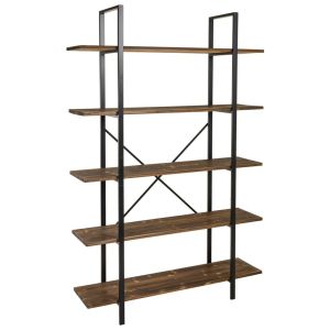 Estante de madeira marrom e metal 120x32x178