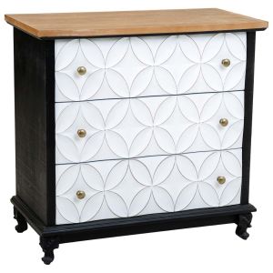 Cómoda de madeira com 3 gavetas 74x38x72