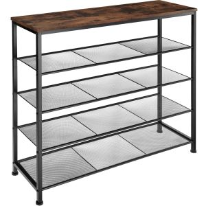 Sapateiro estilo industrial e 4 prateleiras 100x30,5x93 cm madeira oscura