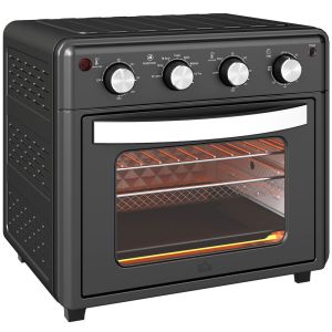 Mini forno elétrico metal, vidro temperado, aço inoxidável e esmalte