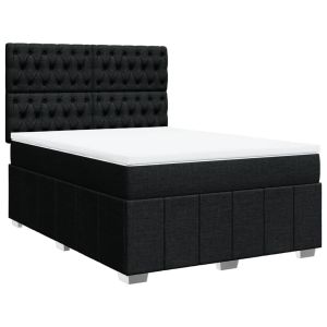 vidaXL cama box spring con colchón tela negro 160x200 cm