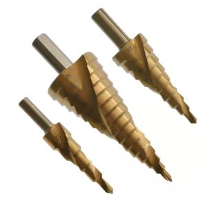 Juego de 3 brocas espirales pagoda con vástago triangular de 4-12/20/32 mm