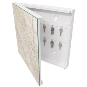 Caixa para chaves decorativa 30x30x5, abertura à esquerda branca