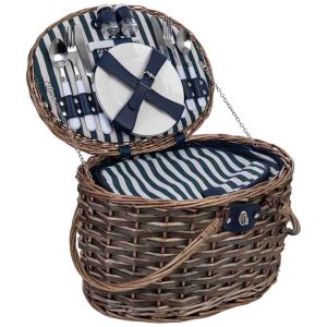 Cesta de piquenique 2 serviços castanho escuro 40x28x25 cm
