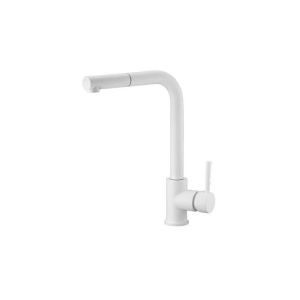 Torneira de cozinha monocomando extensível branca – série malta