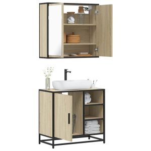 2 pcs conj. Móveis casa banho derivados madeira carvalho sonoma ptr7130
