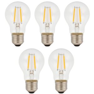 Pack x5 lâmpada LED a60 E27  filamento 4w 550lm. Luz quente 2700k