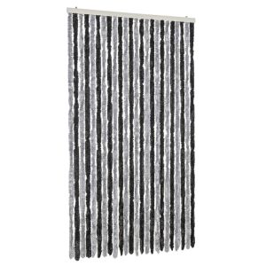 Cortina anti-insetos 100x200 cm chenille cinzento e preto