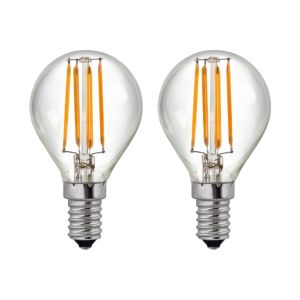 Pack de 2 lâmpadas LED de filamento esférico e14 4w equi.40w 470lm 2700k