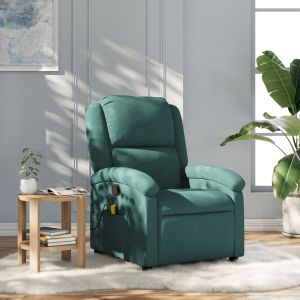 Poltrona de massagens reclinável tecido verde-escuro ewg2569