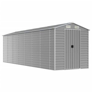 Abrigo de jardim 191x640x198 cm aço galvanizado cinzento-claro