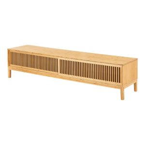 Mesa de tv videbæk 2 portas de correr bambu 140x40x38 cm natural [en.casa]