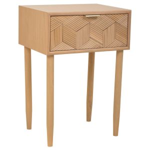 Mesa de centro em madeira com 1 gaveta castanha 41x33x60