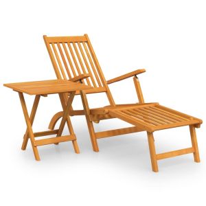 Chaise longue de exterior com apoio para os pés e mesa 167 x 56 x 75 cm de