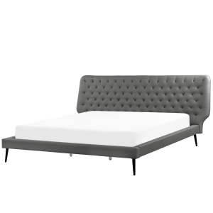 Cama pele sintética essonne 180 x 200 cm cinzento