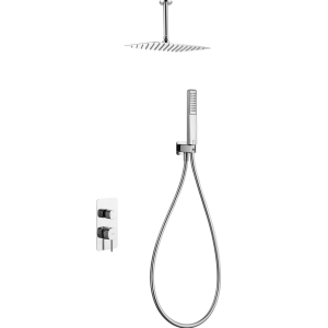 Conjunto de duche embutido em aço inox acabamento cromado