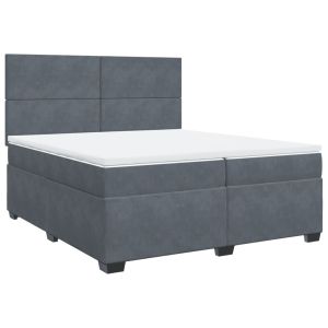 vidaXL cama box spring con colchón terciopelo gris oscuro 200x200 cm