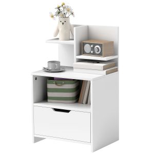 Mesa de cabeceira em aglomerado branco 45x35x73 cm