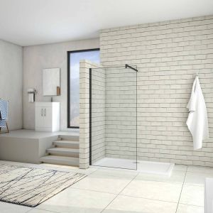 Painel de duche,vidro anti-calcário 8mm,barra 140cm,preto fosco,100x200cm