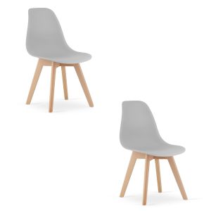 Valora cadeiras kito pés madeira cinza ergonômicas x2