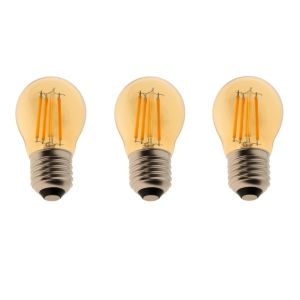 Pack x3 lâmpada LED g45 E27 filamento 4w 470lm. Luz quente 2700k
