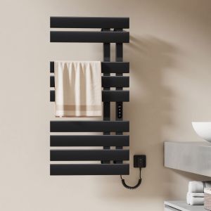 Emke toalheiro 100x50cm preto fosco 350w c/ termostato e temporizador