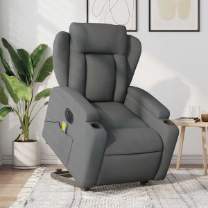 Poltrona elétrica elevatória massagens tecido cinzento-escuro ewg7966
