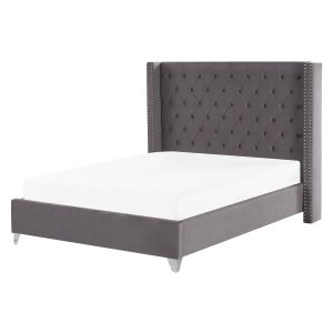 Cama veludo lubbon 160 x 200 cm cinzento